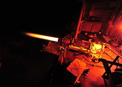 US Navy 100812-N-1324F-003 An F414-GE-400 jet engine is tested by Sailors from the IM-2 division of the Aviation Intermediate Maintenance Department aboard the aircraft carrier USS Enterprise (CVN 65)