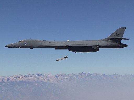 Long Range Anti-Ship Missile (LRASM) launches from an Air Force B-1B Lancer