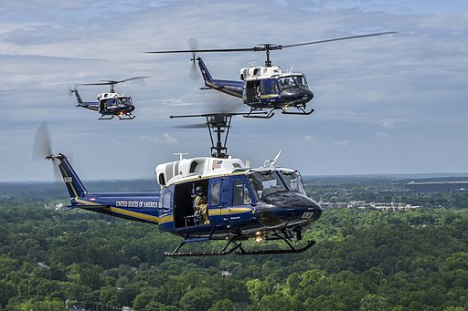 Huey Trio UH-1Ns Fly Over Joint Base Andrews, MD, May 10, 2019