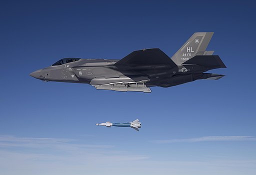 F-35A Lightning II of the 34th FS drops GBU-12 in February 2016