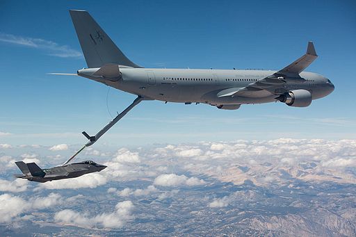 The Royal Australian Air Force has completes the first fuel transfer with the air refuelling boom from a RAAF KC-30A Multi Role Tanker Transport to a U.S. Air Force F-35A Lightning II