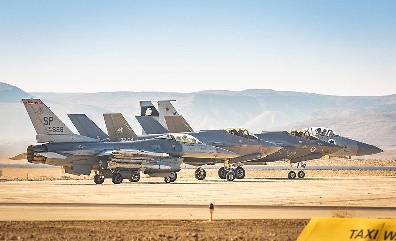 Between the dates of November 3rd until November 14th, the "BLUE FLAG" exercise took place at "Uvda" Air Force Base in Southern Israel. This exercise is the first international "Fifth Generation” exercise taking place in Israel involving the F-35 aircraft.rrThe Blue Flag exercise is of paramount strategic importance and will have a significant impact on the Air Force, the IDF and the State of Israel as a whole. The exercise will include over a thousand air crew, technical and administrative personnel from different air forces.rrIAF Photo by: Amit Agronov