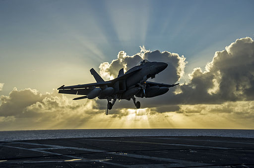 FA-18E of VFA-195 landing on USS George Washington in June 2015